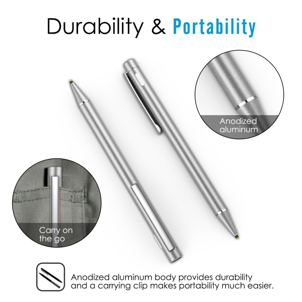 MoKo 1.8mm Tip Active Stylus Kalem-Silver