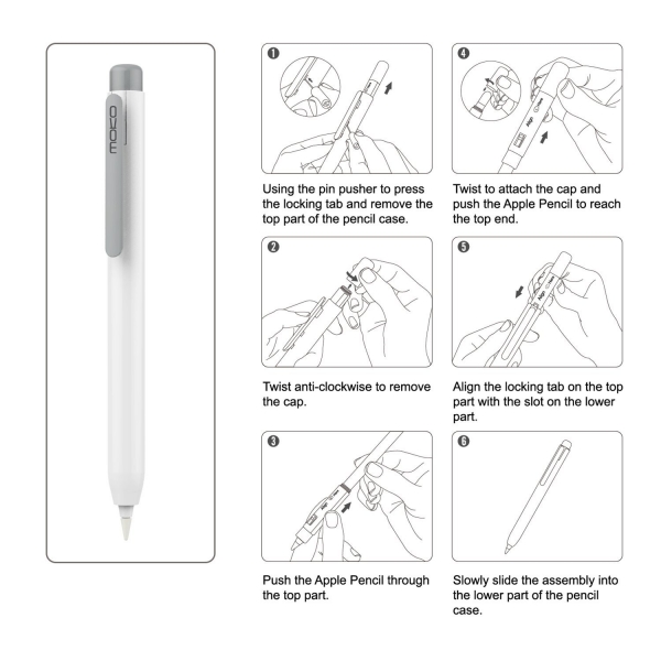 MoKo Apple Pencil Klf-White Gray