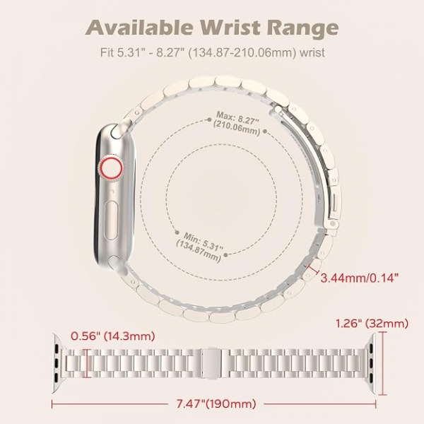 MoKo Apple Watch Ultra 3 �nce Paslanmaz �elik Kay��-Starlight