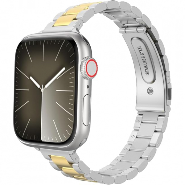 MoKo Apple Watch Ultra 3 �nce Paslanmaz �elik Kay��-Silver/Gold