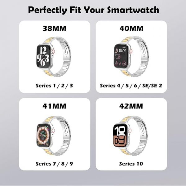 MoKo Apple Watch Ultra 3 �nce Paslanmaz �elik Kay��-Silver/Gold