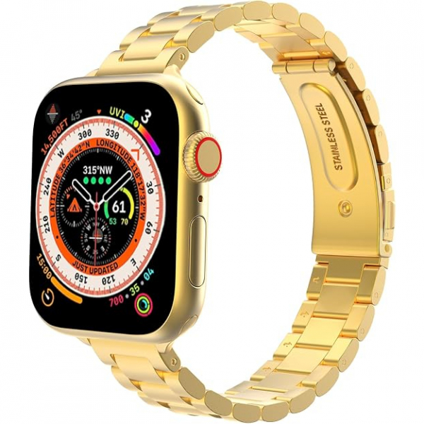 MoKo Apple Watch Ultra 3 �nce Paslanmaz �elik Kay��-Gold