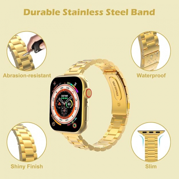 MoKo Apple Watch Ultra 3 �nce Paslanmaz �elik Kay��-Gold