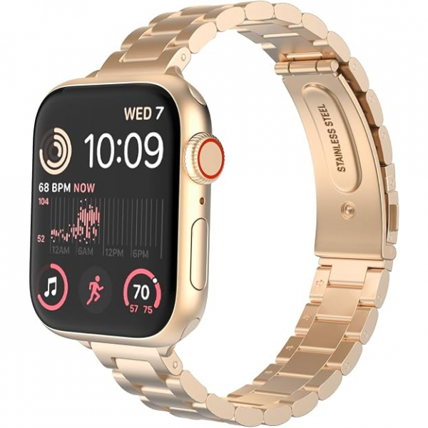MoKo Apple Watch Ultra 3 �nce Paslanmaz �elik Kay��-Rose Gold