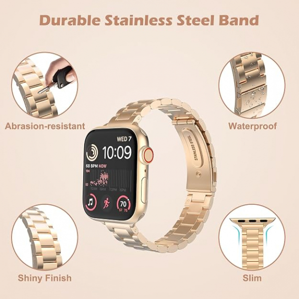 MoKo Apple Watch Ultra 3 �nce Paslanmaz �elik Kay��-Rose Gold
