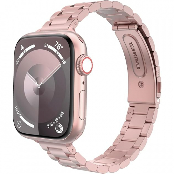 MoKo Apple Watch Ultra 3 �nce Paslanmaz �elik Kay��-Rose Pink