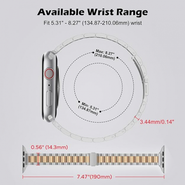 MoKo Apple Watch Ultra 3 �nce Paslanmaz �elik Kay��-Silver/Rose Gold