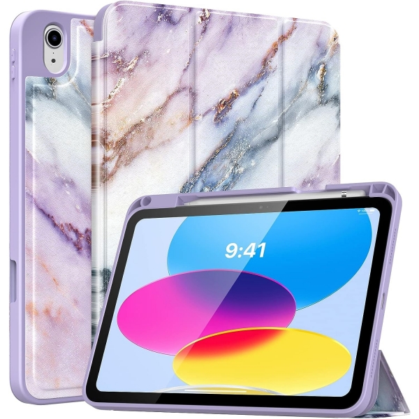 MoKo Apple iPad 10. Nesil Kalem Tutuculu Klf (10.9 n)-Sleep, Purple Marble