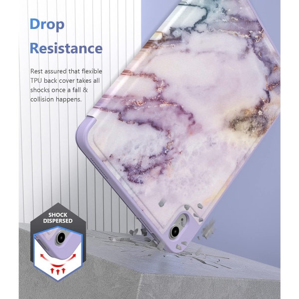 MoKo Apple iPad 10. Nesil Kalem Tutuculu Klf (10.9 n)-Sleep, Purple Marble