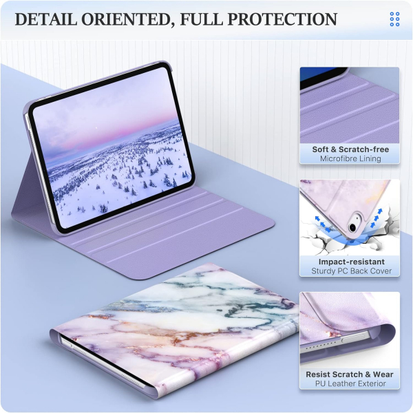 MoKo Apple iPad 10. Nesil Klavye Klf (10.9 n)-Purple Marble 