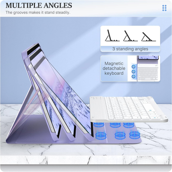 MoKo Apple iPad 10. Nesil Klavye Klf (10.9 n)-Purple Marble 