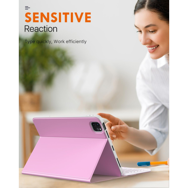 MoKo Klavyeli iPad Air 6.Nesil Klf (11 in)-Flowers Pink
