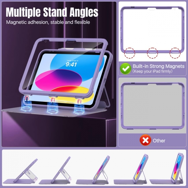 MoKo Apple iPad 10. Nesil Standl Klf (10.9 n)-Purple Marble