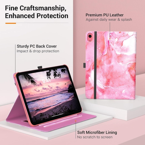 MoKo Apple iPad 10. Nesil Klf (10.9 n)-Dreamy Starry Watermelon Red