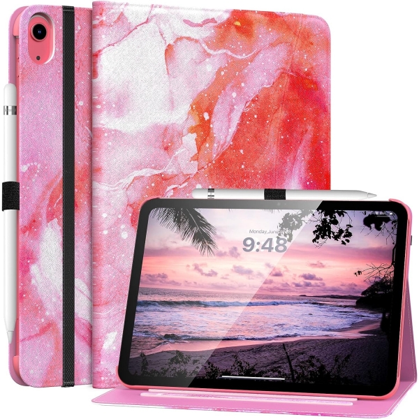 MoKo Apple iPad 10. Nesil Tam Korumal Klf (10.9 n)-Dreamy Starry Watermelon Red