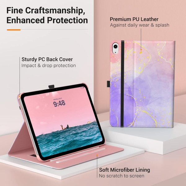 MoKo Apple iPad 10. Nesil Tam Korumal Klf (10.9 n)-Flowing Purple/Pink