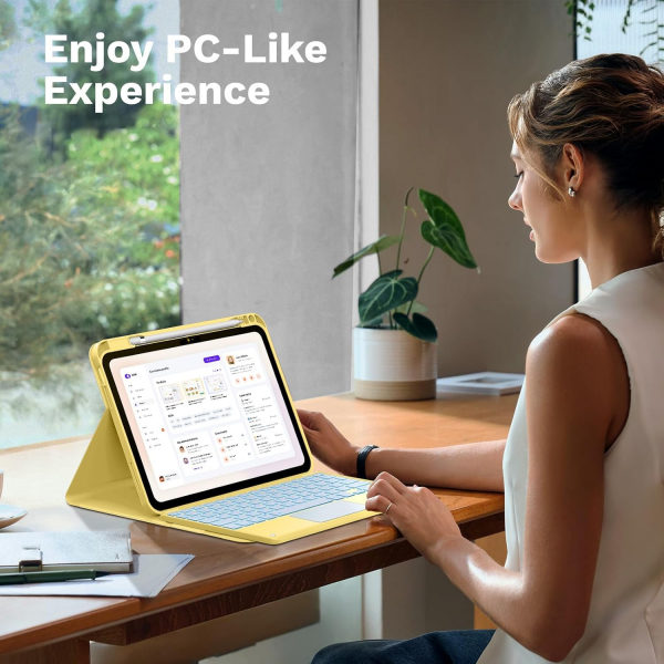 MoKo Apple iPad A16 Klavyeli Klf (11 in)-Yellow