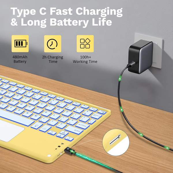 MoKo Apple iPad A16 Klavyeli Klf (11 in)-Yellow