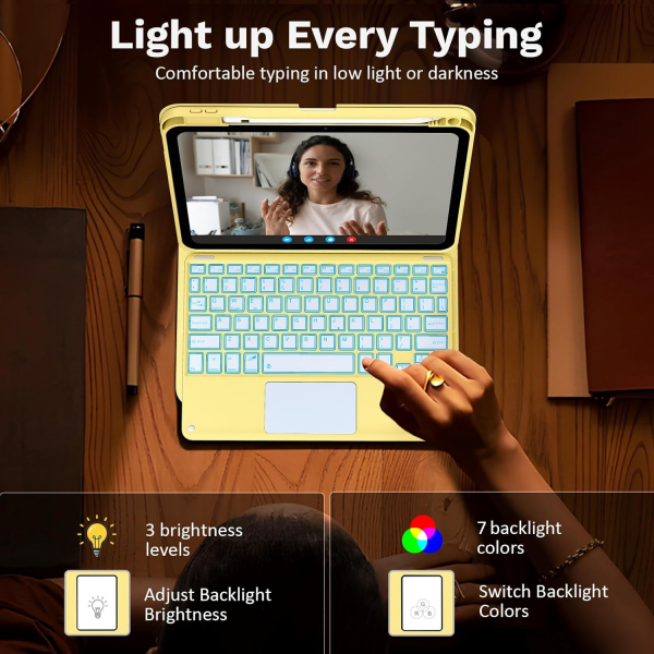 MoKo Apple iPad A16 Klavyeli Klf (11 in)-Yellow