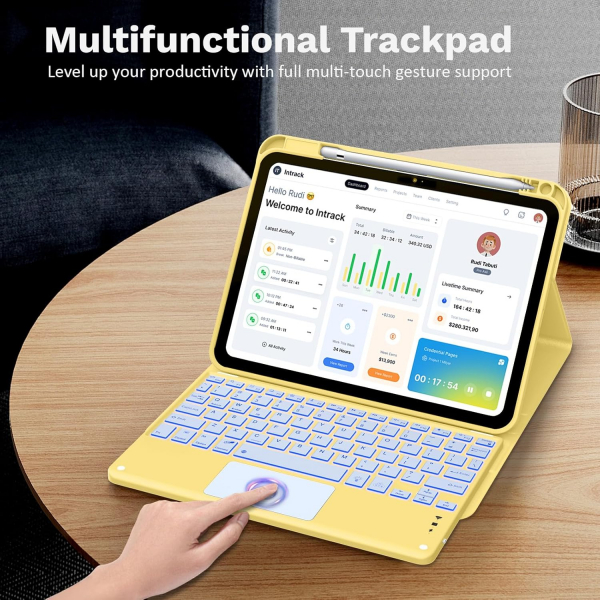 MoKo Apple iPad A16 Klavyeli Klf (11 in)-Yellow