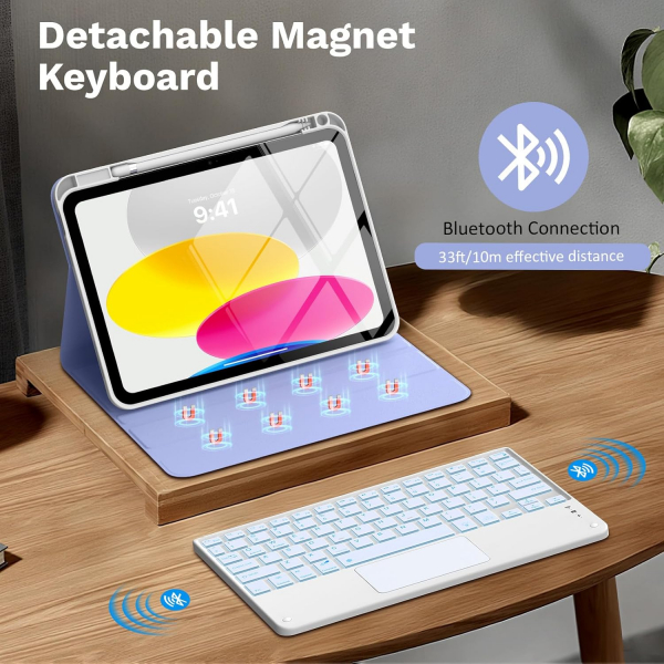 MoKo Apple iPad A16 Klavyeli Klf (11 in)-Lavender Purple