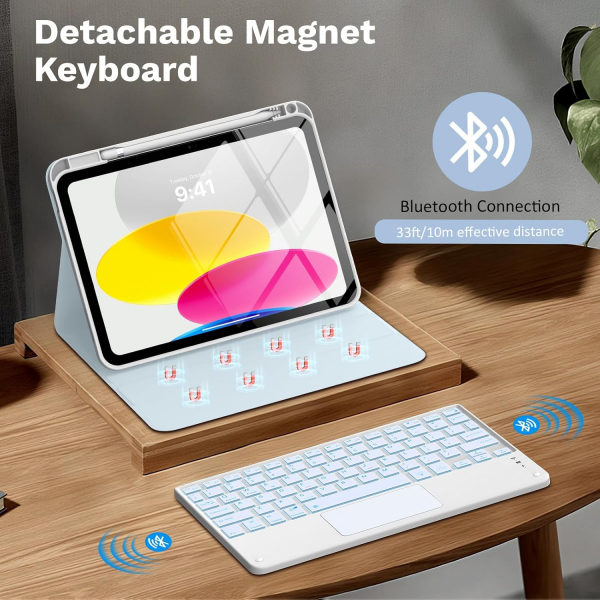 MoKo Apple iPad A16 Klavyeli Klf (11 in)-Sky Blue