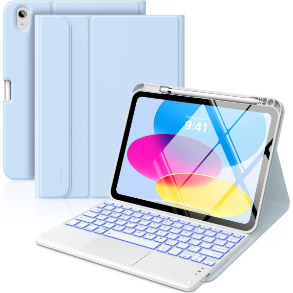MoKo Apple iPad A16 Klavyeli Klf (11 in)-Sky Blue