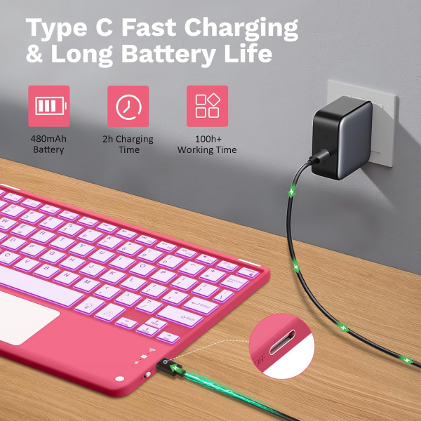 MoKo Apple iPad A16 Klavyeli Klf (11 in)-Pink