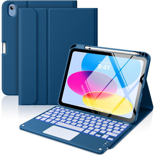 MoKo Apple iPad A16 Klavyeli Klf (11 in)-Dark Sea Blue