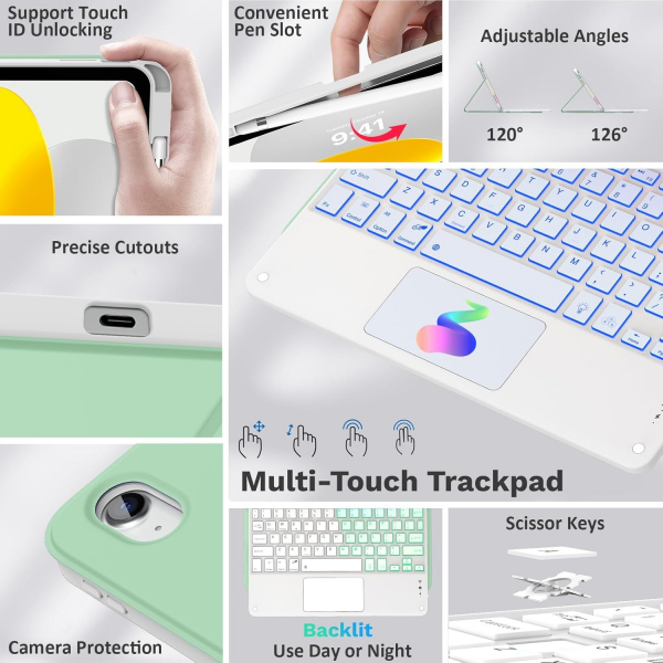 MoKo Apple iPad A16 Klavyeli K�l�f (11 in�)-Green