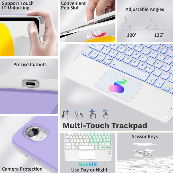 MoKo Apple iPad A16 Klavyeli K�l�f (11 in�)-Lilac