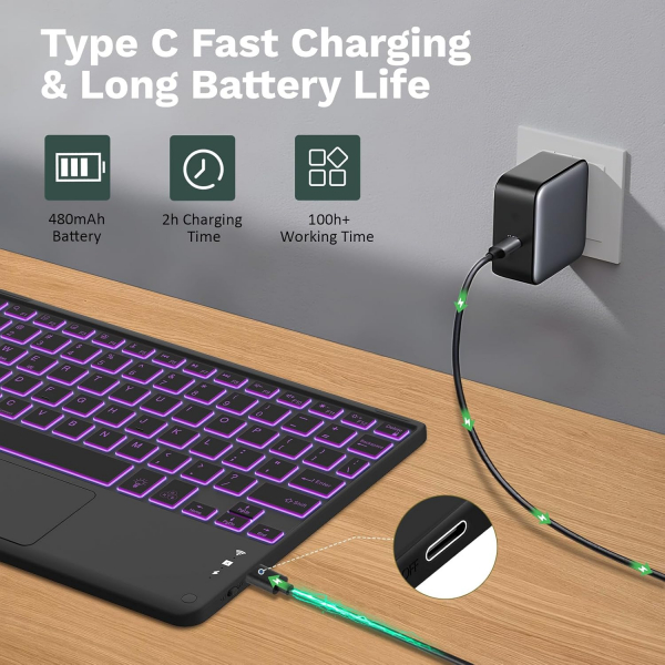 MoKo Apple iPad A16 Klavyeli K�l�f (11 in�)-Midnight Green