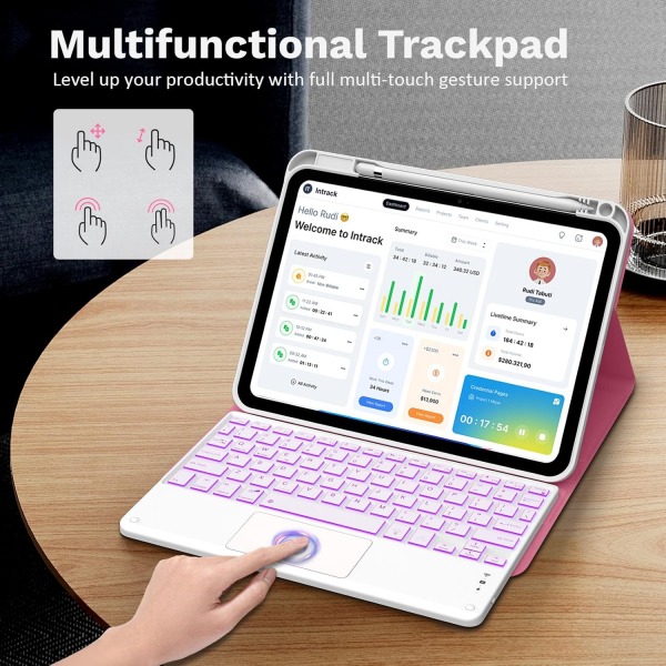 MoKo Apple iPad A16 Klavyeli K�l�f (11 in�)-Persian Pink