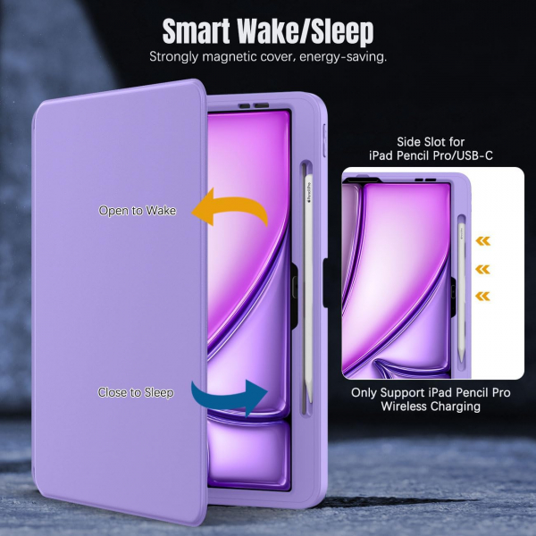  MoKo Apple iPad Air M2 Manyetik Klf (13 in)-Purple 