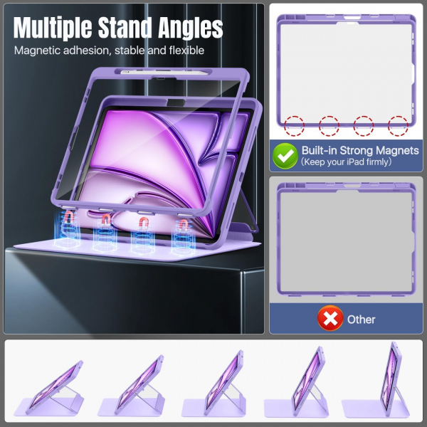  MoKo Apple iPad Air M2 Manyetik Klf (13 in)-Purple 