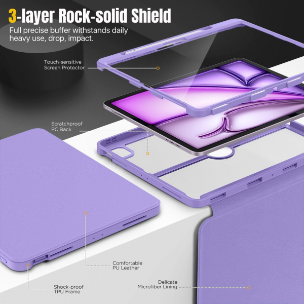  MoKo Apple iPad Air M2 Manyetik Klf (13 in)-Purple 