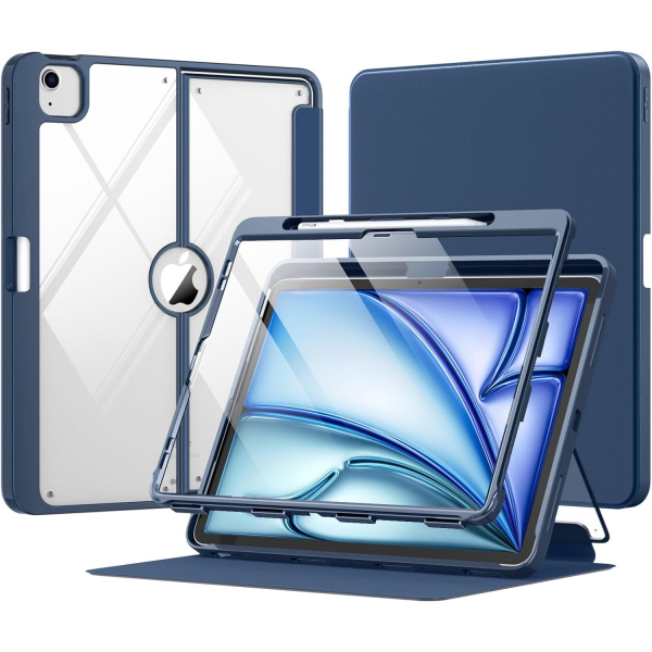  MoKo Apple iPad Air M2 Manyetik Klf (13 in)-Navy Blue 
