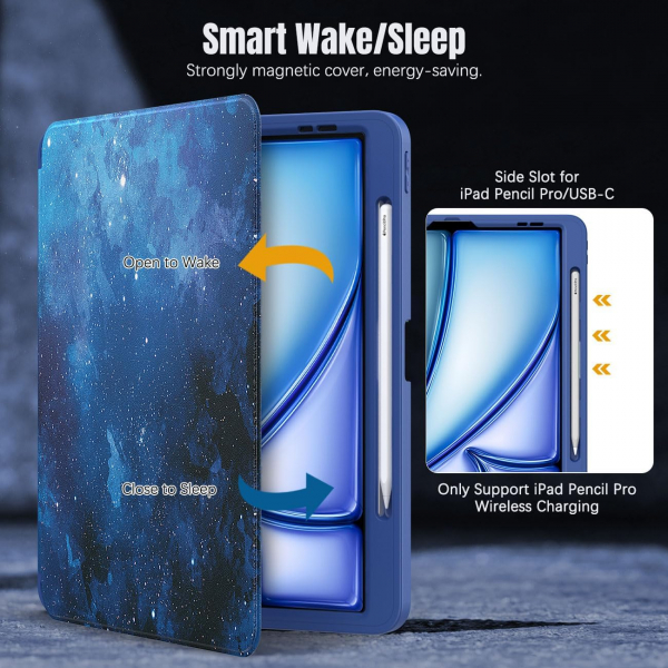  MoKo Apple iPad Air M2 Manyetik Klf (13 in)-Blue Starry Sky