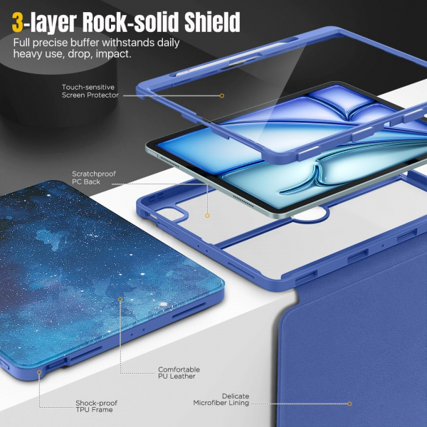  MoKo Apple iPad Air M2 Manyetik Klf (13 in)-Blue Starry Sky