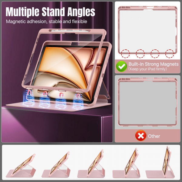  MoKo Apple iPad Air M2 Manyetik Klf (13 in)-Rose Gold
