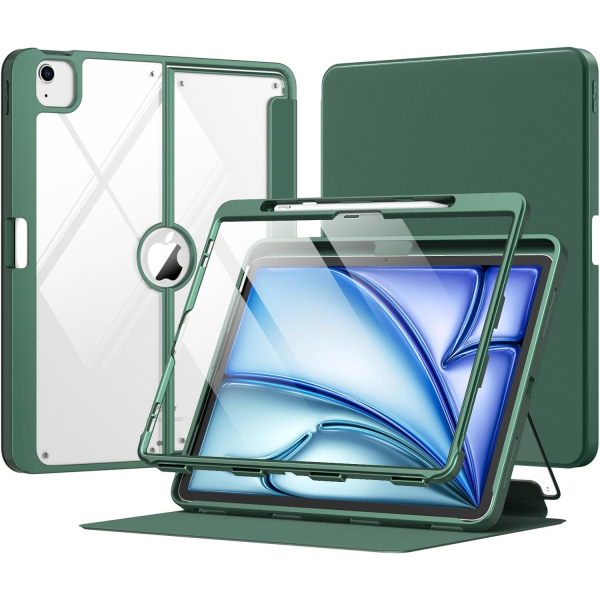  MoKo Apple iPad Air M2 Manyetik Klf (13 in)-Midnight Green