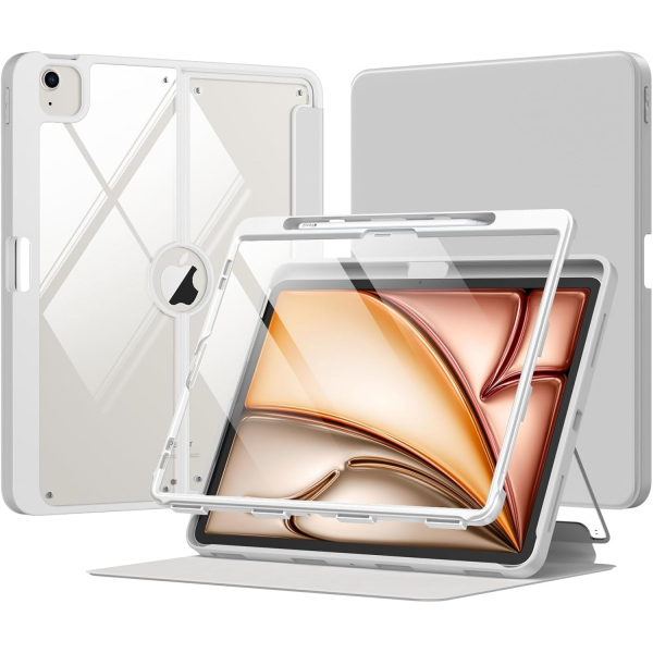  MoKo Apple iPad Air M2 Manyetik Klf (13 in)-Light Gray