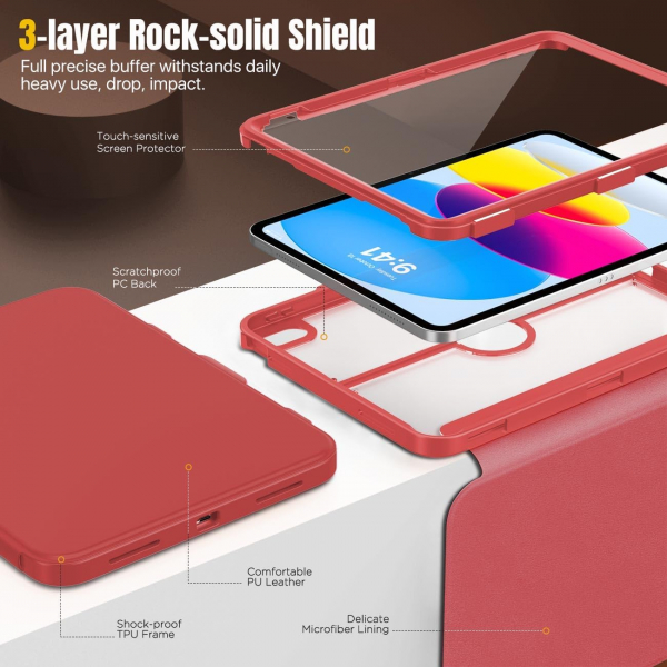 MoKo Apple iPad A16 Standl Klf (11 n)-Red