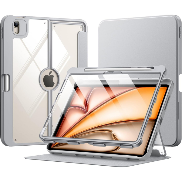  MoKo Apple iPad Air M2 Manyetik Klf (11 in)-Light Gray 