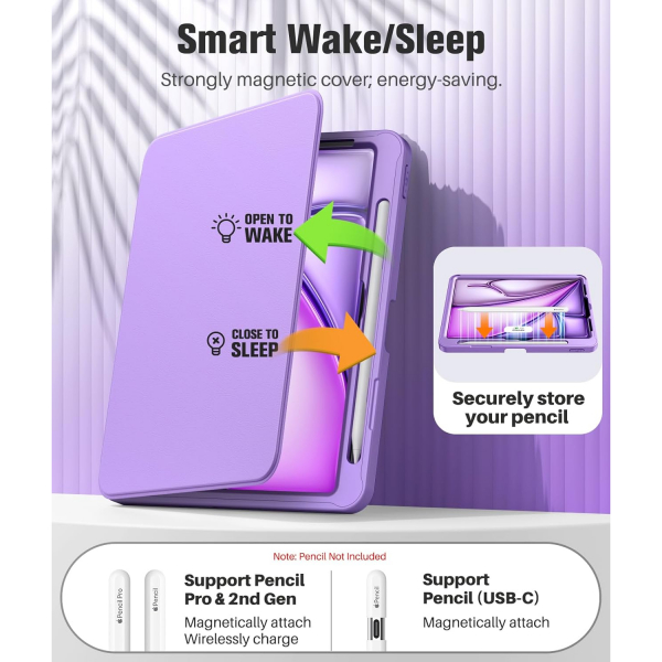  MoKo Apple iPad Air M2 Manyetik Klf (11 in)-Purple 