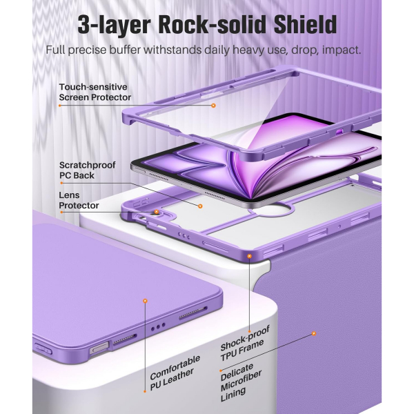  MoKo Apple iPad Air M2 Manyetik Klf (11 in)-Purple 