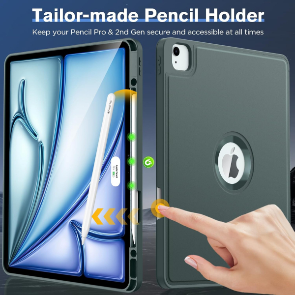 MoKo Apple iPad Air M2 Smart Cover Klf (13 in)-Midnight Green 