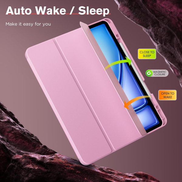 MoKo Apple iPad Air M2 Smart Cover Klf (13 in)-Light Pink 