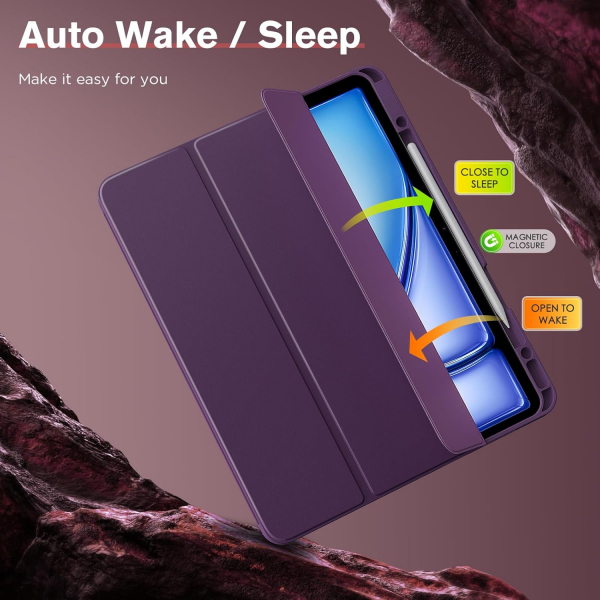 MoKo Apple iPad Air M2 Smart Cover Klf (13 in)-Dark Purple 