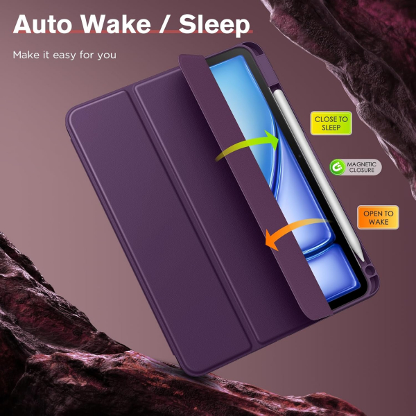 MoKo Apple iPad Air M2 Smart Cover Klf (11 in)-Dark Purple 